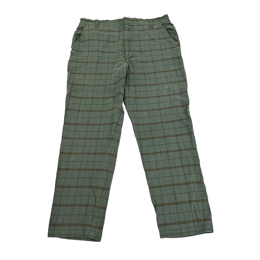 Sundance Sage Green Plaid Ankle Pants Womens Size 10 Linen Blend High Waist